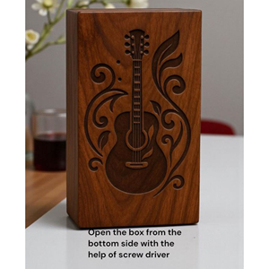 Engraved Guitar Wooden Cremation Urn | Personalized Musician Memorial Memorial Keepsake by AYAANS - Product Image 5