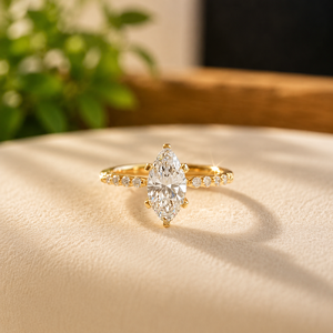 Anillo de compromiso de plata de ley 925 con diamante marquesa oculto tipo halo, anillo de aniversario para mujer con 6 puntas, anillo de propuesta de moissanita - Product Image 4