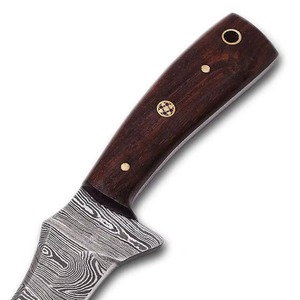 Cuchillos de caza de acero de Damasco con hoja fija de punta caída y mango de madera para camping y caza al aire libre, a la venta a bajo precio. - Product Image 6