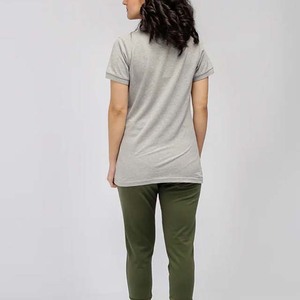 Polo de Mujer Gris Sólido, Manga Corta, 100% Algodón Piqué, Estilo Casual, Largo Regular - Product Image 4