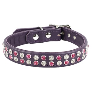 Saman Exports Premium Quality Leather <b>Dog</b> <b>Collar</b> With <b>Small</b> Crystals Studs Design Wholesaler & Manufacturer Supplier - Product Image 2