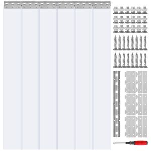 Tenda a Strisce in PVC Trasparente 213 cm Altezza x 97 cm Larghezza, Spessore 2 mm, 6 Pezzi, Strisce per Porte Industriali, Tende in Plastica per Porte Congelatore - Product Image 1