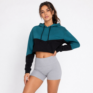 100% Cotton Fleece Women <b>Hoodies</b> Sweatshirt Cropped Black Stylish <b>Workout</b> Gym Crop Top <b>Hoodies</b> Stylish With Custom logo OEM - Product Image 1