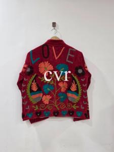 Handmade Velvet Suzani Eco-Friendly Uzbek Suzani Velvet Outerwear <b>Coat</b> Winter Boho Embroidered Women's Luxury <b>Coat</b> for Party Wea - Product Image 4
