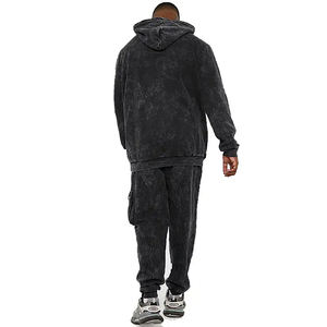 Ensemble de survêtement décontracté pour homme, coupe délavée, avec sweat à capuche et pantalon de jogging, 100 % coton, style streetwear, fournisseur OEM - Product Image 2