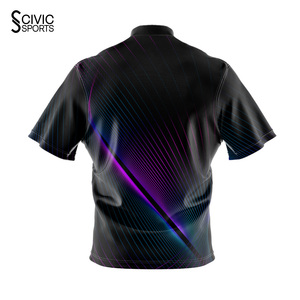 Sports Wear Custom Name Printed 100% Polyester Fabric Best Price <b>Bowling</b> Jersey For Adult - Product Image 4