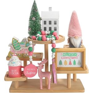 Set Decorativo Natalizio Rosa da 8 Pezzi per Bambine, Decorazioni da Tavolo per Casa, Mensola, Caminetto, Accessori Decorativi - Product Image 1