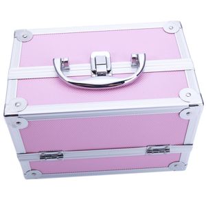 Valigetta Portatile Rosa in Alluminio per Trucchi, Organizer Cosmetico con Specchio 9x6x6 Pollici - Product Image 3