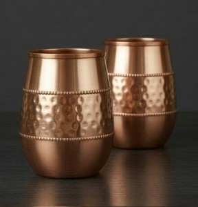 Verres à vin sans pied en cuivre pur, martelés, faits à la main, pour cocktails Moscow Mule, boissons froides, eau et jus - Product Image 1