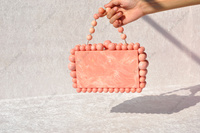 Pochette artisanale en daim naturel perlé, sac de soirée de luxe pour femme, idéal pour mariages et cocktails, doublure en velours