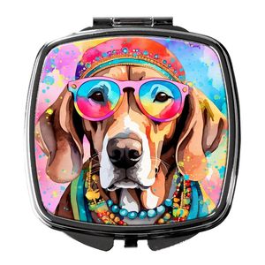 Espejo de maquillaje de viaje para mujeres y niñas, diseño compacto plegable de mano con regalo decorativo Hippie Dawg para los amantes de Weimaraner - Product Image 1