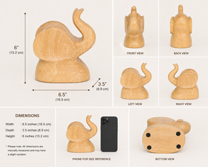 Handcrafted Wooden <b>Elephant</b> Table <b>Decor</b> - Hand Carved Mango Wood Animal Statues for Home Living Room Hotel Decoration Wholesale - Product Image 6