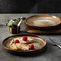 YAYU Fabrik OEM Vintage Khaki Chinesische Catering-Teller Personalisierte Keramikteller für Restaurants Porzellan-Servierteller