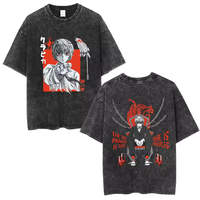 T-shirt Anime Hunter X Hunter Vintage Délavé Esthétique Y2K Unisexe Coupe Oversize Manches Courtes Été 100% Coton Brodé Formel