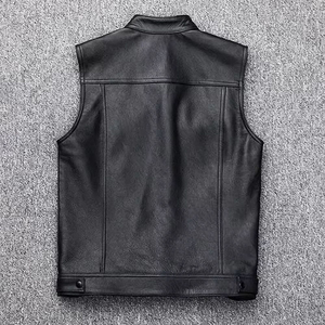 Chaleco de Cuero con Cierre de Cremallera, Transpirable, de Alta Calidad y a la Moda para Hombre, Ropa de Invierno Impermeable para Exteriores, Estilo Personalizado, Color Negro - Product Image 3