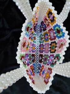 กระเป๋าถือแบบสบายๆ ประดับลูกปัดแก้วสีสันตามสั่ง รูปทรงตามสั่ง งานฝีมืออินเดีย ทำด้วยมือ งานฝีมือ MS ทำมือ ยูตะรัฐปัฎยาร์ดี - Product Image 2