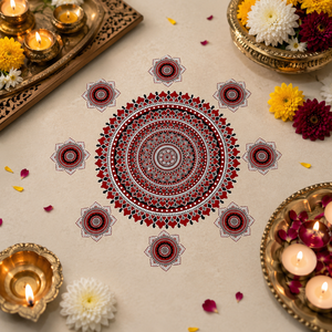 Ensemble de rangolis modulaires en bois réutilisables en forme de lotus pour la décoration de Diwali et les mariages indiens (Haldi, Mehndi) - Product Image 4