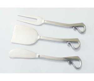 4-Piece Stainless Steel <b>Cheese</b> Utensil <b>Set</b> With Bamboo-Style Handles - Product Image 2