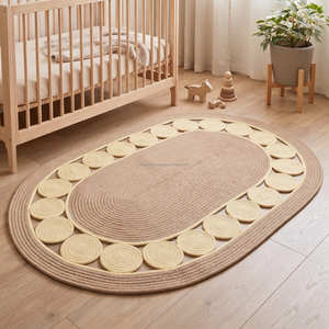Designer Oval Cotton Rope <b>Nursery</b> <b>Rug</b> with Petal Border for Baby Room Kids Room & Play Area - Product Image 1