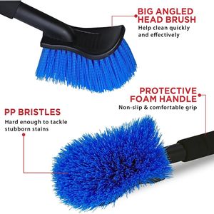 Spazzola per Lavaggio Auto con Manico Lungo 17,5 Pollici, Sicura per la Pulizia dei Pannelli Laterali degli Pneumatici, Spazzola per Ruote Senza Graffi, Strumento Automobilistico - Product Image 3