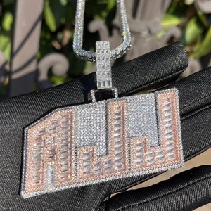 Colgante de Moissanita Personalizado con Nombre, Estilo Hip Hop, VVS, con Incrustaciones de Diamantes, Plata 925, Colgante de Letra de Moissanita, Colgante de Moissanita Personalizado - Product Image 1