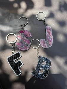 Handmade Beaded Embroidery Keychain Elegant Artisan Key Holder Fashion <b>Bag</b> <b>Charm</b> - Product Image 4