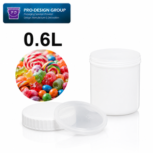Seau à bonbons en plastique de qualité alimentaire de 0,6 L avec bouchon à vis, petit seau à large ouverture pour l'emballage de bonbons, confiseries et chocolats - Product Image 1