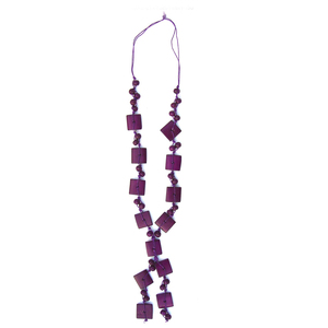 Collar de Cuentas Geométricas Púrpuras, Estilo Bohemio, Joyería Unisex, Cadena Larga, Pieza de Moda a Precio de Mayoreo - Product Image 1
