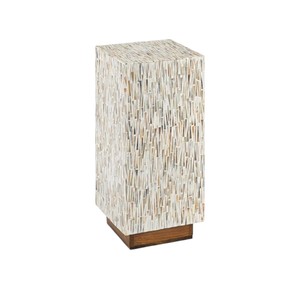 Tabourets rectangulaires hauts au design coquillage incrusté, mosaïque de nacre naturelle, table de chevet pour la décoration intérieure. - Product Image 1
