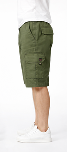 Shorts cargo en coton pour homme, taille mi-haute, fermeture boutonnée, multi-poches, décontractés, utilitaires, pour l'été et les activités de plein air - Product Image 3