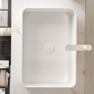 Lavabo in Ceramica Bianco Rettangolare a Strisce 20 Pollici Senza Rubinetto o Mobiletto NO NO NO! - Product Image 3