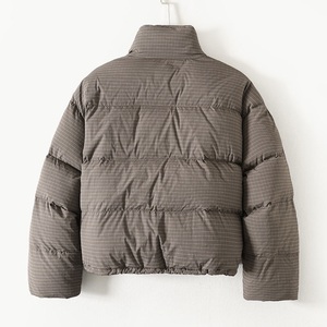 Chaqueta Bomber Corta de Invierno para Mujer con Cuello a Cuadros y Cuello Alto, de Plumón de Pato Blanco, Cálida, Estilo Urbano, ¡Pide Ahora! - Product Image 2