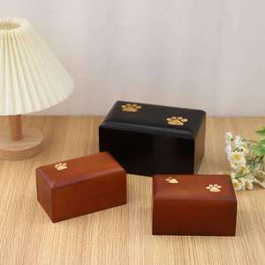 Custom Wooden Pet Urn Dog Casket Keepsake <b>Box</b> Paw Decor <b>Memorial</b> Urn for Cats and Small Animals - Product Image 4