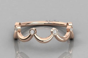 Anillo Apilable Delicado de Plata S925 con Moissanita y Oro Rosa de 10K, Hecho a Mano, para Compromiso y Boda, con Gema Fina de Lujo - Product Image 3