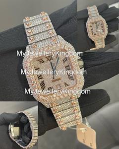 Reloj Mecánico de Lujo con Caja Cuadrada de Moissanita VVS, Correa de Acero Inoxidable y Moissanita, Resistente al Agua 10 Bar, Estilo Hip-Hop - Product Image 3