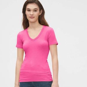 Camiseta Deportiva de Manga Corta con Cuello en V para Mujer, 100% Algodón Jersey, Impresión Digital, Logotipo Personalizado, Transpirable, Tallas S-XXL - Product Image 4