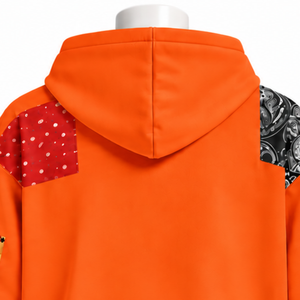 <b>Orange</b> Tapestry Patchwork Zip Up <b>Hoodie</b> Oversized Full Zipper Hooded Sweatshirt Printed Patch Casual Streetwear Jacket Unisex - Product Image 4