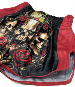 Pantalones Cortos de Muay Thai para Hombre SAQIB&CO, Estampado de Calavera y Rosas, Ropa de Artes Marciales Mixtas, Pantalones Cortos de Lucha Transpirables de Poliéster - Product Image 6
