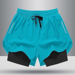 Pantalones Cortos Deportivos para Hombre, Color Negro Sólido, de Secado Rápido, con Cordón en la Cintura, Casuales, Tipo Bermuda, con Bolsillos, de Poliéster Tejido - Product Image 6