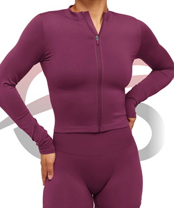 Custom Women's Spandex Seamless Tight Fit Workout Set Crop Zip <b>Jacket</b> High Waist Shorts Gym <b>Yoga</b> Fitness Activewear Digital - Product Image 2