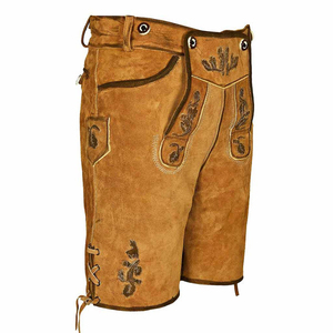 Nouveau design élégant : Short en cuir véritable pour homme, style bavarois Lederhosen avec bretelles, tenue allemande décontractée et solide. Vente en gros. - Product Image 4