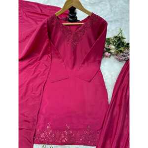 ชุดปักลายสวยงามสำหรับผู้หญิงชุดบนสุด-ล่างและ dupatta สำหรับงานเลี้ยง - Product Image 6