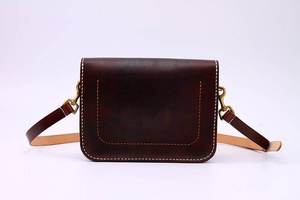 Brown Genuine Leather Saddle Bag Classic Flap Crossbody Shoulder Handbag <b>Adjustable</b> <b>Strap</b> for Daily Use - Product Image 2