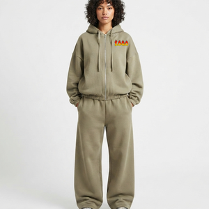 Conjunto de Sudadera Holgada y Pantalones Anchos para Mujer, Nueva Colección 2026, con Logotipo Personalizado, Algodón Ecológico - Product Image 1
