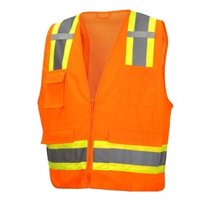 Nouveau gilet de sécurité en maille avec fermeture auto-agrippante, gilet de travail haute visibilité réfléchissant en jaune orange, logo personnalisé OEM, tissu - Product Image 3