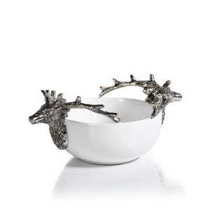 Luxury Handmade Ceramic Bowl With Deer Head Handles <b>Retro</b> Design For Food Serving <b>Gifting</b> - Product Image 1
