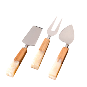 Ensemble de couteaux à fromage au design élégant avec manches en bois d'acacia et lames en acier inoxydable, parfait pour le plateau de charcuterie, prix le plus bas - Product Image 3