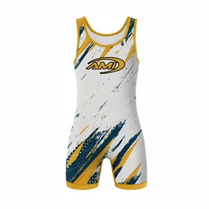 Traje de Lucha AMI con Estampado por Sublimación, Ajustado, para Hombre, que Absorbe la Humedad, Transpirable, de Secado Rápido y Elástico - Product Image 2