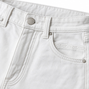 Women's <b>High</b> <b>Waist</b> <b>White</b> Straight Leg Full Length Denim <b>Jeans</b> Eco-Friendly Solid Casual Summer Wear - Product Image 4