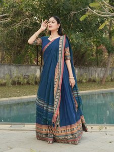 Ensemble élégant de lehenga choli en coton Chanderi avec dupatta tissé à la main et bordure traditionnelle – Tenue festive et ethnique - Product Image 6